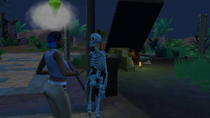 She also met a skeleton, but they were nice.